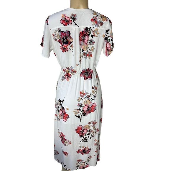 Miss Me boho floral v neck flutter sleeve maxi crossover wrap Dress medium - Picture 3 of 9